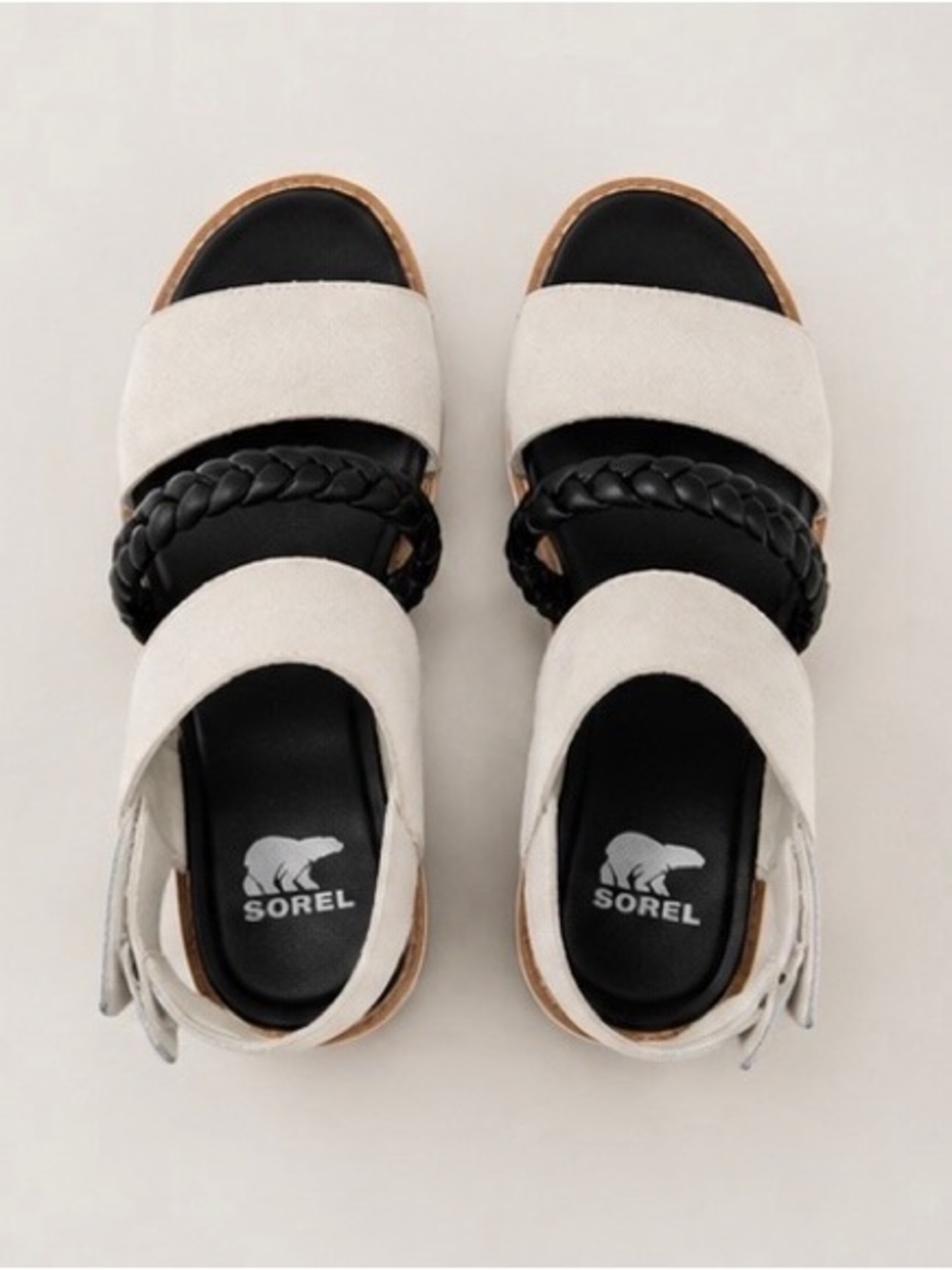 SOREL Kinetic Impact Slingback Platform Sandals Sea Salt Black Women’s 6 - Picture 11 of 12